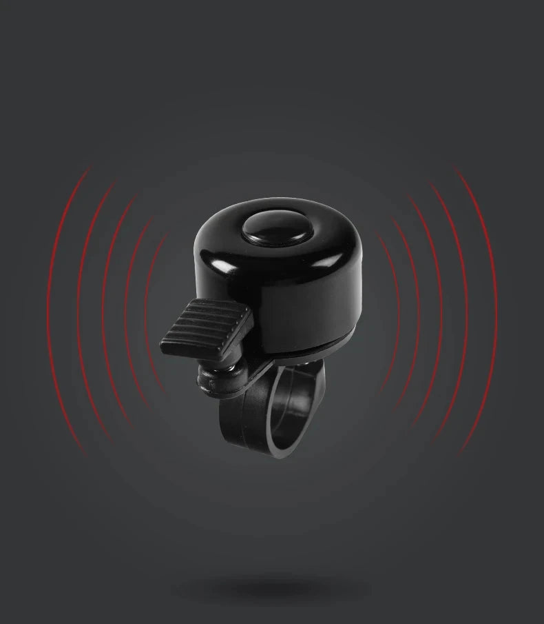 Loud aluminum alloy MTB bicycle bell with handlebar mount, designed for safety and visibility while cycling.