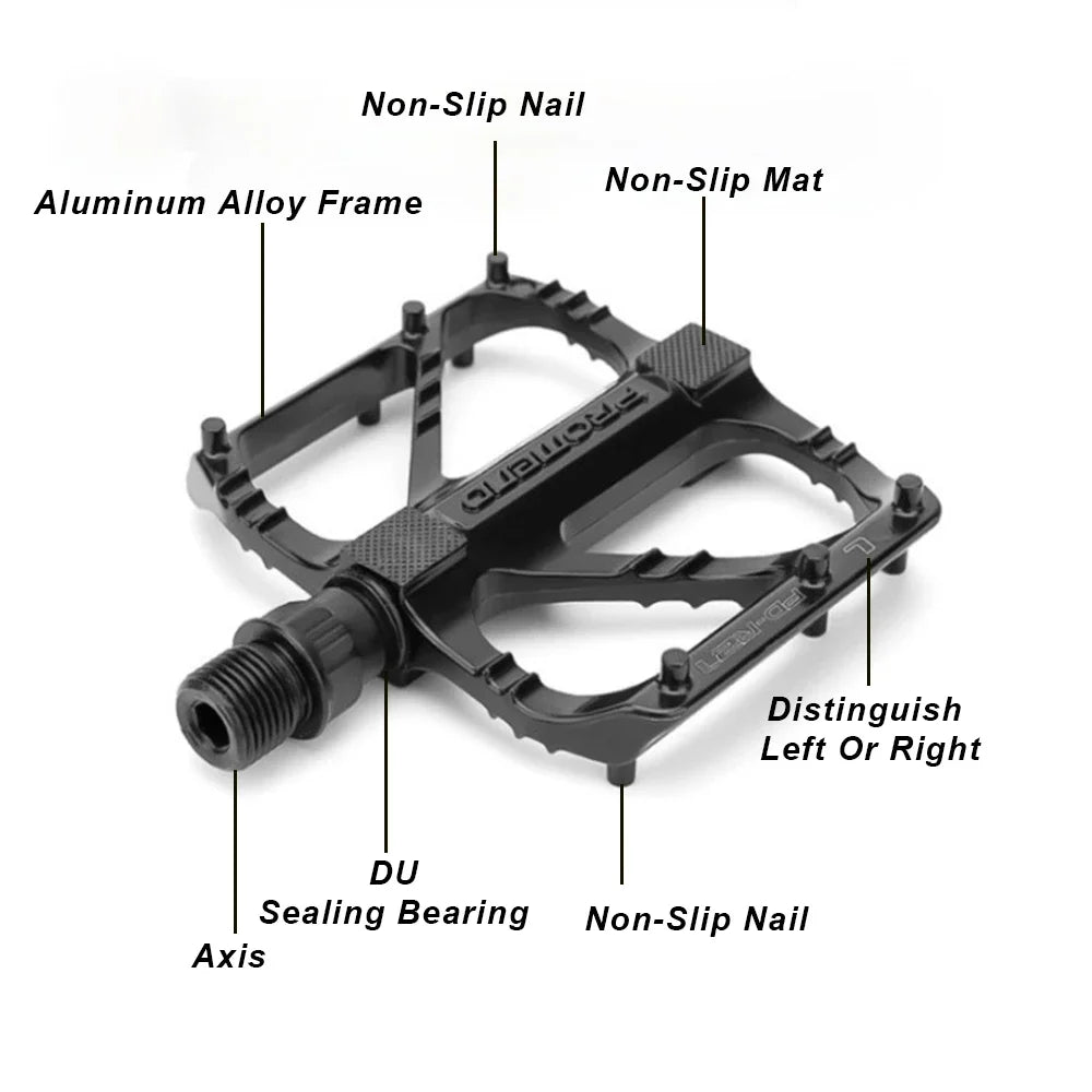 Lightweight non-slip road bike pedal with aluminum alloy frame and DU sealing bearing, ideal for BMX and road bicycles.