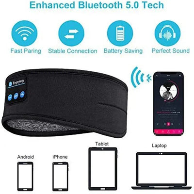 Wireless headband headphones with Bluetooth 5.0 for stable connection and fast pairing, ideal for sleep or sports.