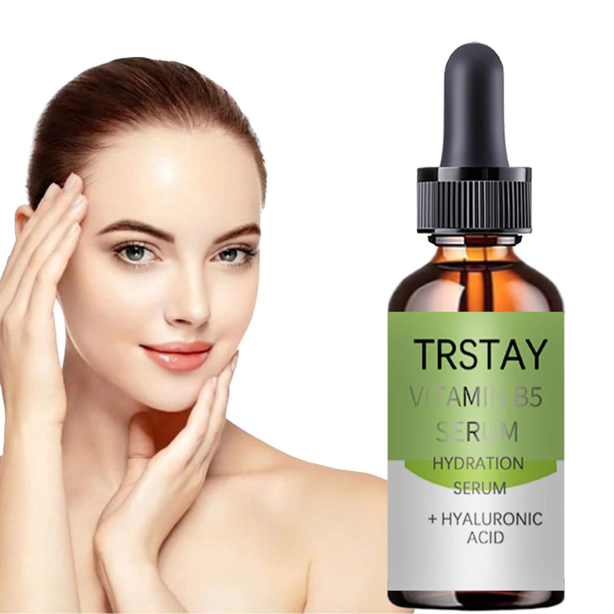 TRSTAY Vitamin B5 Serum for Hydration & Brightening, ideal for dull skin, with hyaluronic acid, suitable for unisex use.