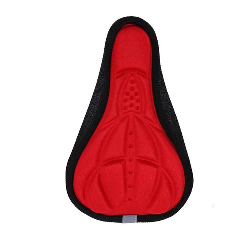 Red padded bike seat cover, soft foam saddle cushion for MTB and road cycling, unisex, 280x170mm.