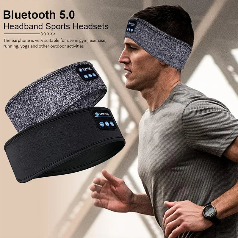 Wireless Bluetooth 5.0 headband sports headsets for gym, running, exercise, and outdoor activities.
