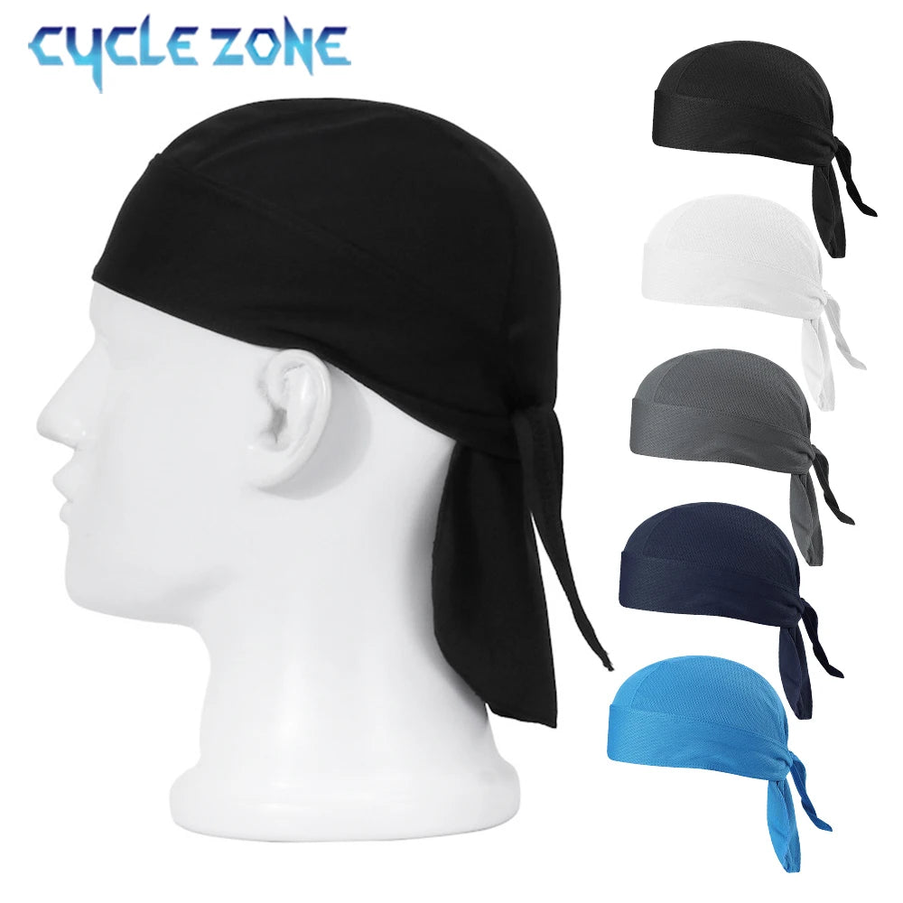 Quick-dry cycling headband in multiple colors for sweat-wicking and sun protection, displayed on a mannequin.
