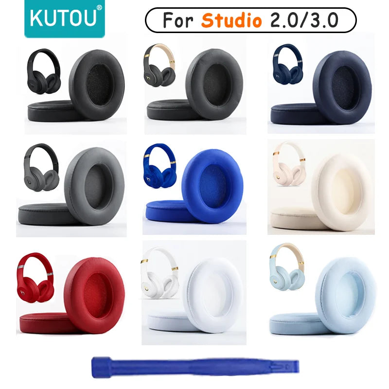 KUTOU Earpads for Beats Studio 2.0/3.0 in various colors with a replacement tool for easy installation.