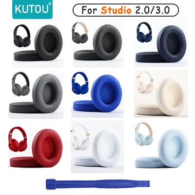 KUTOU Earpads for Beats Studio 2.0/3.0 in various colors with a replacement tool for easy installation.