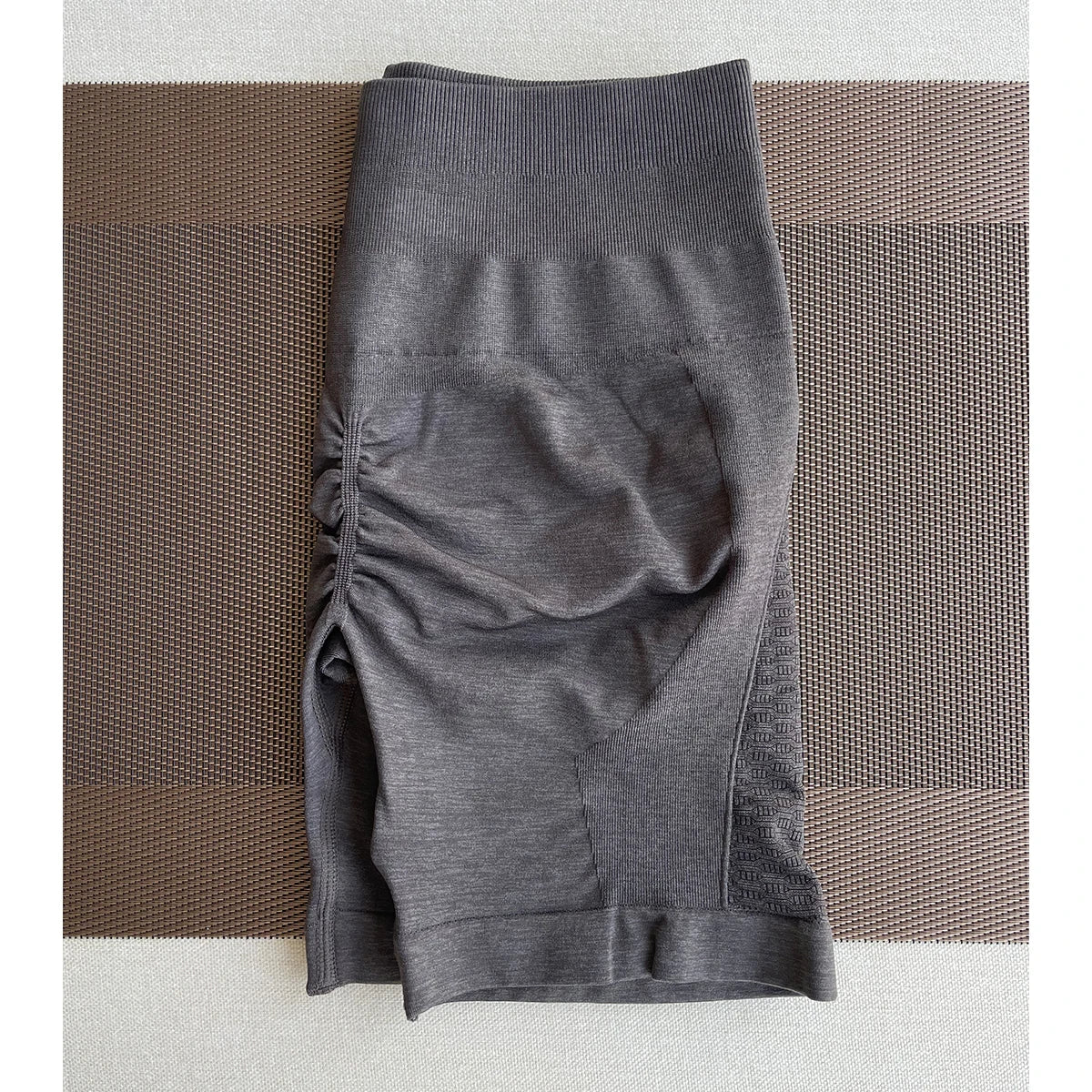 Amplify Contour Shorts for women, seamless gym wear crafted from nylon and spandex, perfect for yoga and fitness.