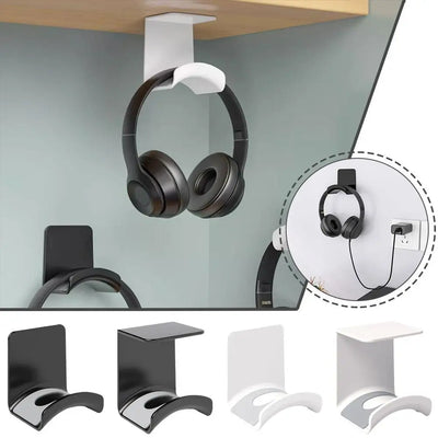 Universal headphone stand and wall mount hanger for gaming and earphones with various color options.