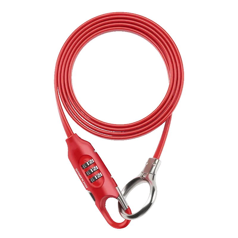 ROCKBROS high-security red anti-theft bike lock chain with combination lock for bicycles and e-bikes.