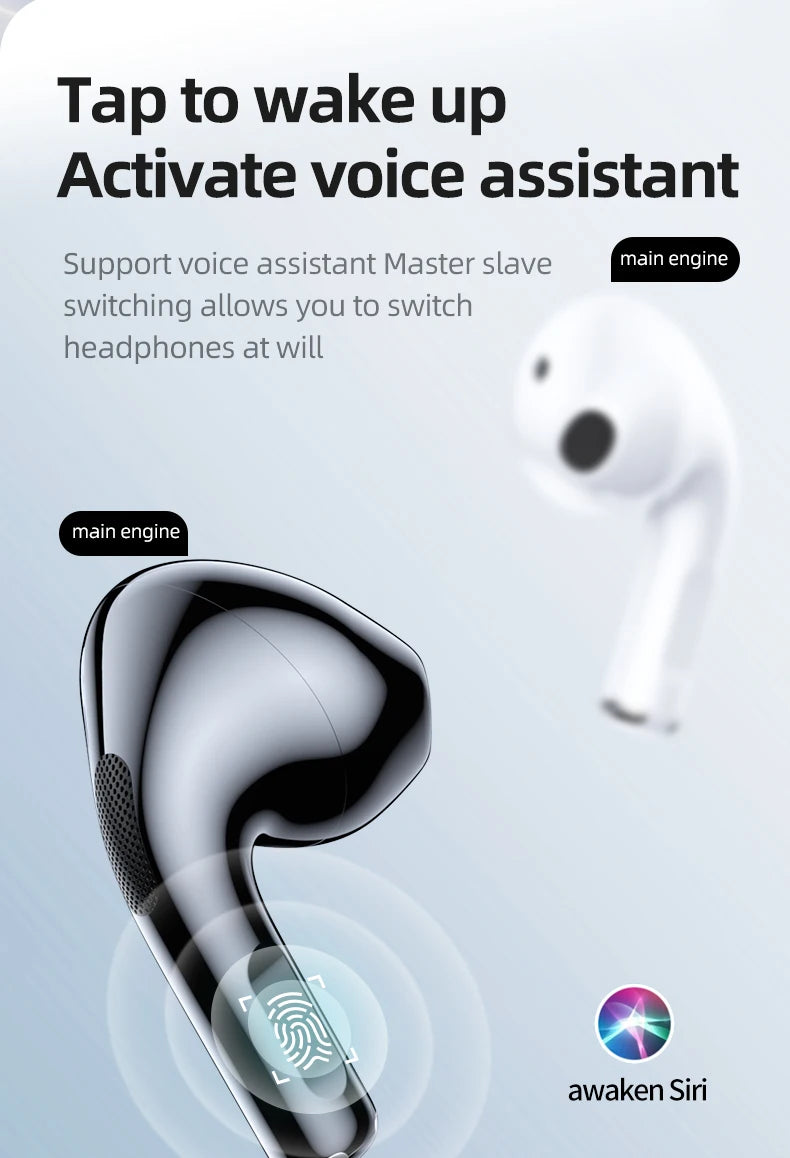 Lenovo TWS Bluetooth earphones with voice assistant feature and master-slave switching capability.