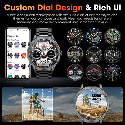 Custom smartwatch dials display with rich UI options for diverse styles and themes.