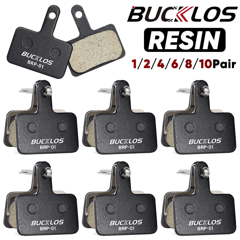 BUCKLOS BRP-01 Resin Disc Brake Pads for Shimano, available in 1, 2, 4, 6, 8, or 10 pairs.