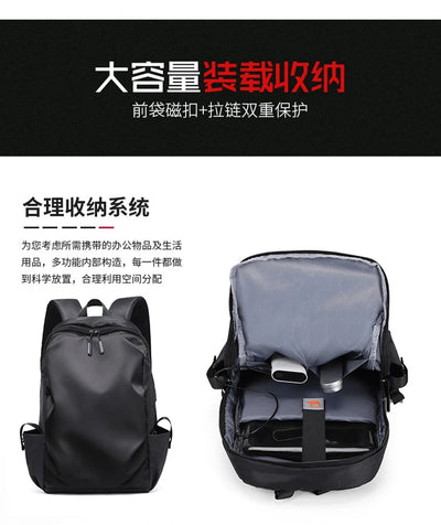Spacious black backpack with organized compartments, magnetic closure, and durable design for daily use.