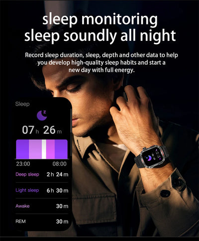 Sleep monitoring feature of a smartwatch displaying sleep data for developing healthy sleep habits.