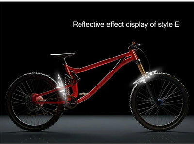 Reflective MTB bike showcasing style E with illuminated fenders for enhanced visibility and safety.