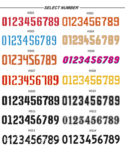 Various color options for number selections in a visual format, perfect for customization needs.