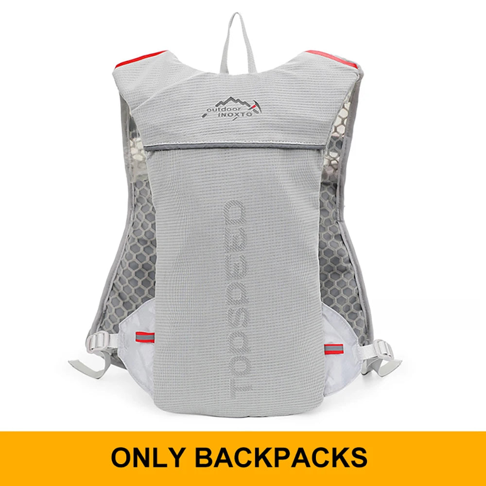 Ultralight breathable running vest backpack for hydration during outdoor activities, designed for unisex use.