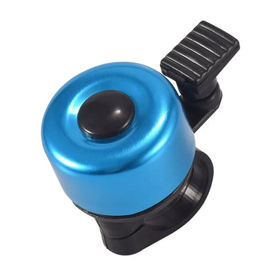 Blue aluminum alloy MTB bicycle bell for handlebars, providing loud safety alert sounds while cycling.
