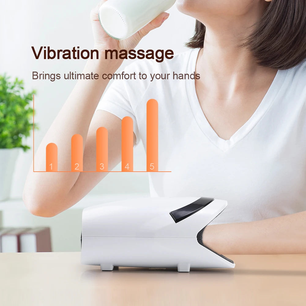Electric hand massager with vibration therapy, enhancing comfort and relaxation for hands during usage.
