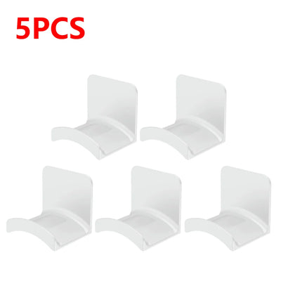 Set of 5 adhesive headphone hangers for easy desk or wall mounting, perfect for organizing headsets.