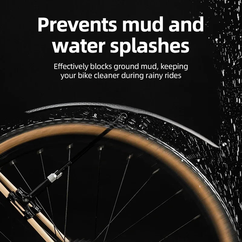 Bicycle mudguard fender preventing mud and water splashes, designed for cleaner rides in wet conditions.