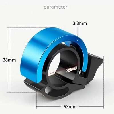 Dzwonek rowerowy Soud MTB horn dimensions 38mm height, 53mm length, blue color for bike safety and cycling call.
