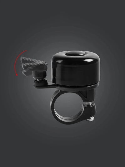Aluminum alloy MTB bicycle bell in black color, designed for handlebar safety and loud sound.