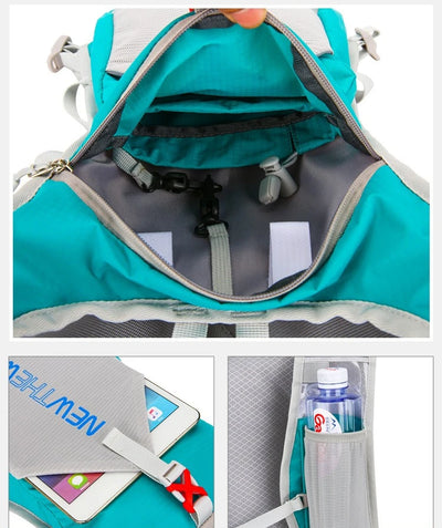 Interior view of ultralight waterproof hydration backpack featuring spacious compartments and pockets for essentials.