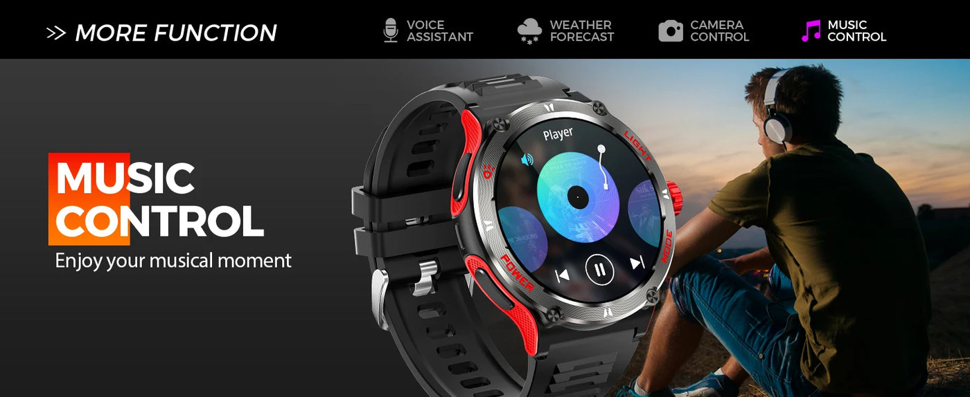 LaNikar Smart Watch featuring music control functions for an enhanced listening experience.