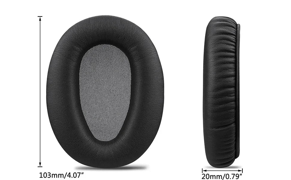 KUTOU replacement ear pads for Sony headphones, ear cushions measurement 103mm x 20mm, made of leather.