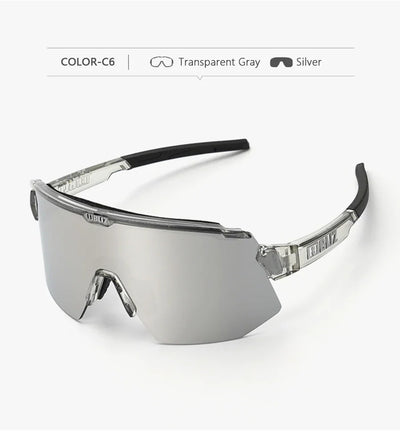 BLIZ Breeze Polarized cycling glasses in transparent gray, UV protection eyewear for MTB and road biking.