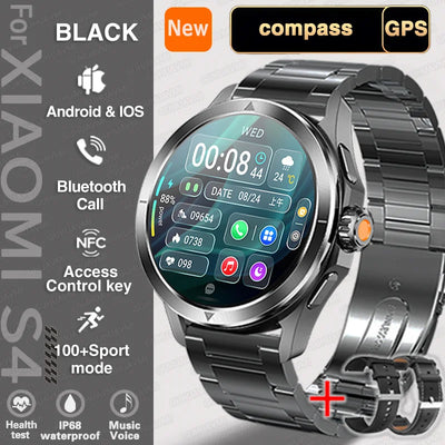 Xiaomi S4 Ultra Smartwatch with AMOLED screen, Bluetooth, GPS, IP68 waterproof, and 100+ sports modes for men.