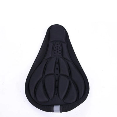Padded bike seat cover in black, soft foam saddle cushion for MTB and road cycling, designed for comfort.