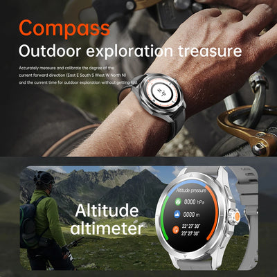 Xiaomi S4 Ultra Smartwatch displaying compass and altimeter features for outdoor exploration