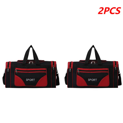 Set of 2 sports bags in black and red, featuring multiple compartments and durable design for active lifestyles.