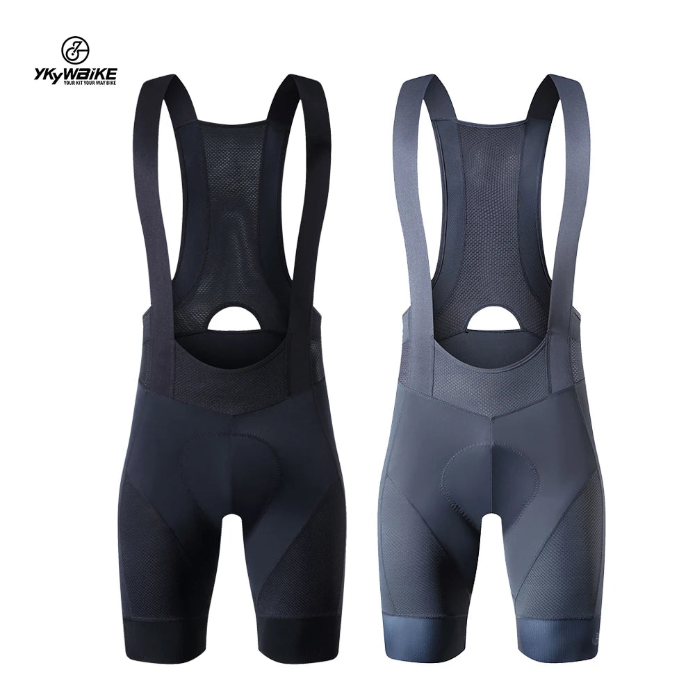 YKYWBIKE men's cycling bib shorts, padded and breathable spandex tights for outdoor biking, available in black.