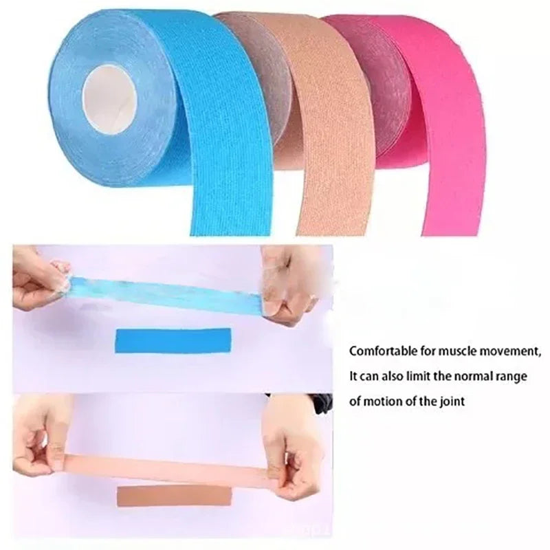 Kinesiology V Line Tape in blue, beige, and pink colors, ideal for lifting and wrinkle removal in facial skin care.