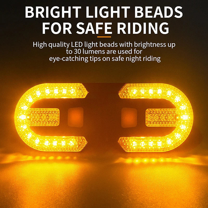 Wireless bike turn signal light with bright LED beads for safe night riding and visibility.