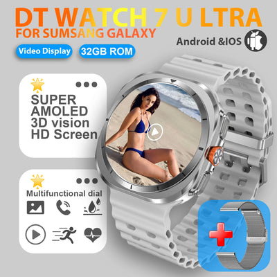 DT Watch 7 Ultra Smartwatch with 3D HD Screen, Video Display, suitable for Samsung Galaxy, Android & iOS.