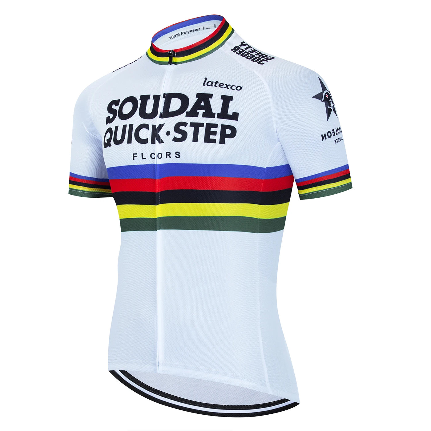 SOUDAL Team Men's Cycling Jersey featuring quick-dry fabric and vibrant design, perfect for summer cycling.