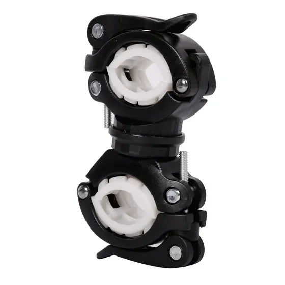 WEST BIKING 360° Rotatable Bike Light Bracket for LED Flashlight, durable plastic material, easy handlebar mounting.