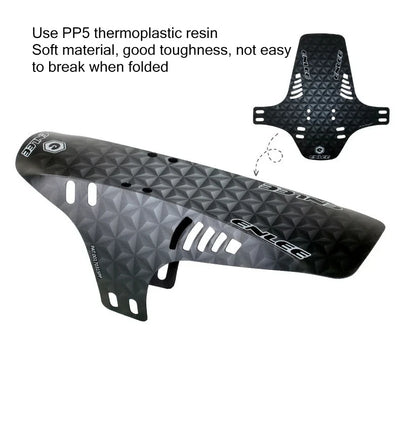Reflective MTB bike mudguard front/rear fender made from durable PP5 thermoplastic resin, designed for mountain bikes.