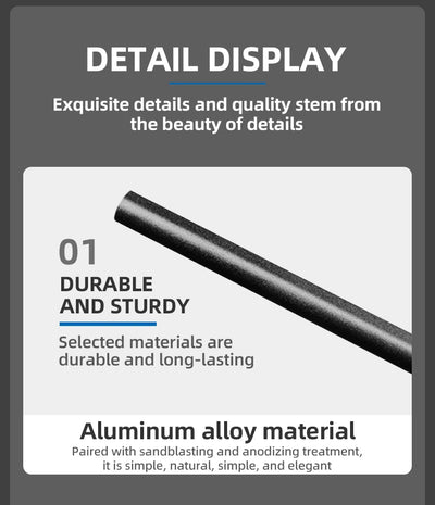 Detail display of durable aluminum alloy material, emphasizing quality, sturdiness, and elegant design.
