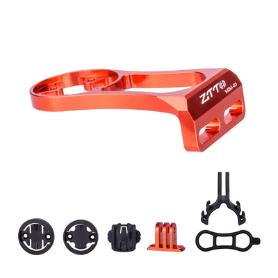 ZTTO Bicycle Stem Mount in red, compatible with Garmin, Bryton GPS, GoPro; aluminum, compact design for road and MTB bikes.
