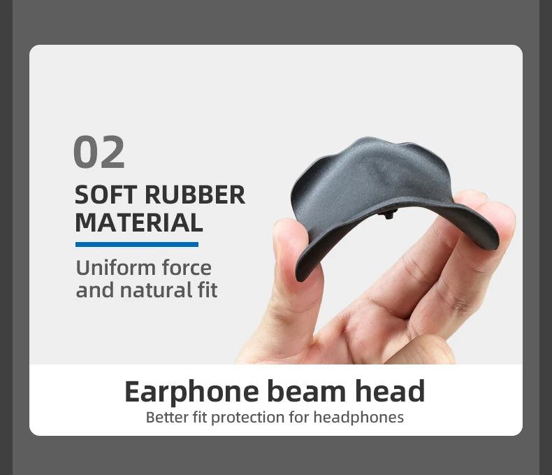 Soft rubber earphone beam head for better fit and protection, ensuring comfort for headphone users.