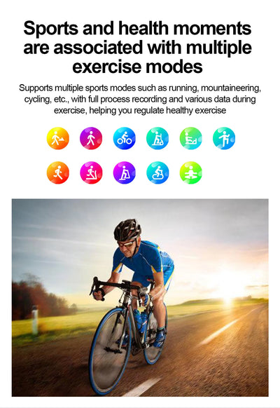 Cyclist using smartwatch to track various exercise modes like running and cycling for healthy lifestyle.