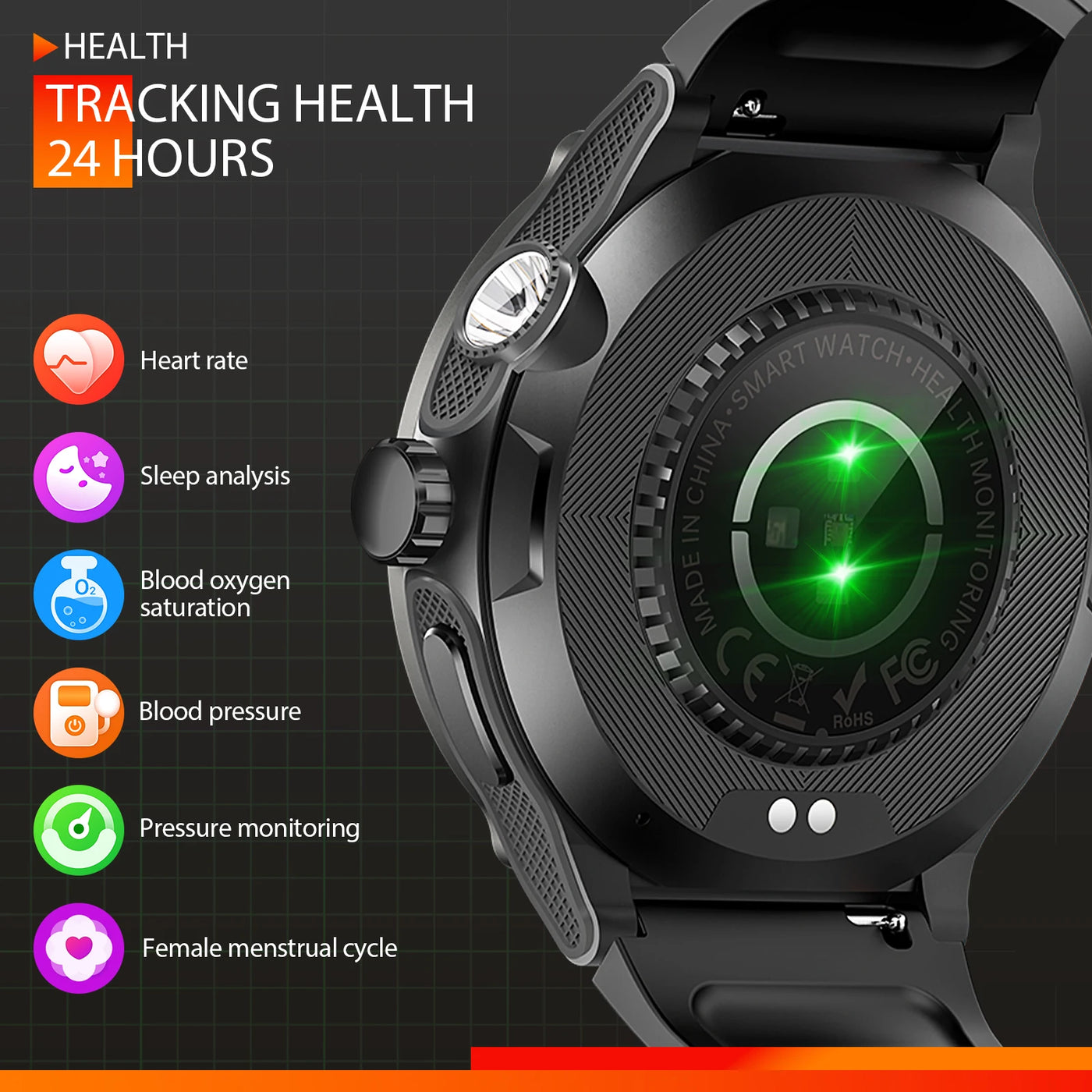 LaNikar Smart Watch features heart rate, sleep analysis, and 24-hour health tracking with modern design.