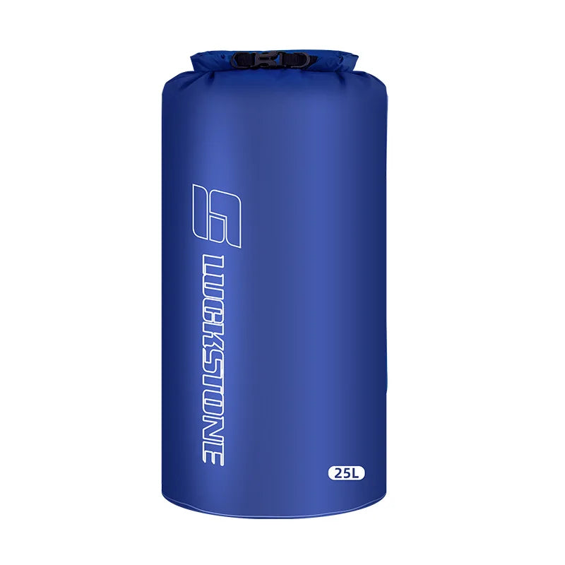 Waterproof ultralight dry bag sack in blue, 25L, ideal for drifting and swimming clothes storage.