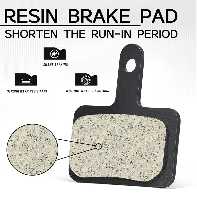 Resin brake pad featuring silent braking, strong wear resistance, and rotor-friendly design, promoting shorter run-in periods.