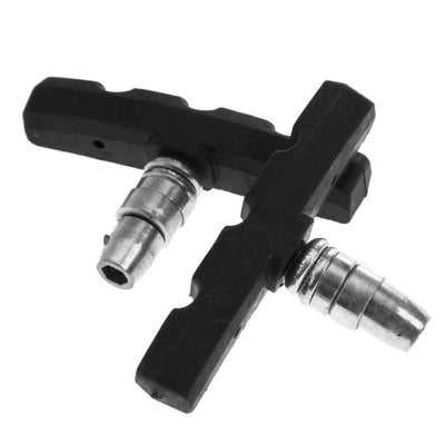 Silent V-Brake Pads with durable rubber for MTB and folding bikes, featuring metal fittings for secure attachment.