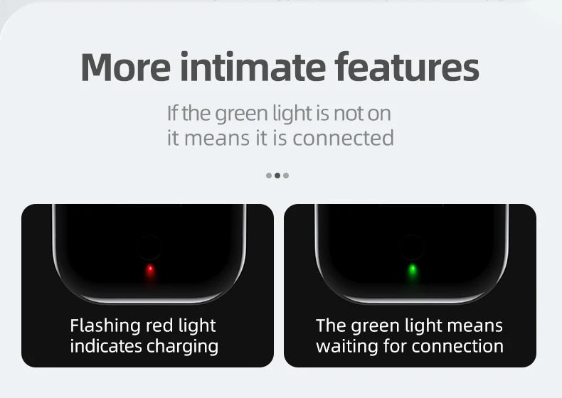 Instructional graphic showing earphone charging and connection status indicators.